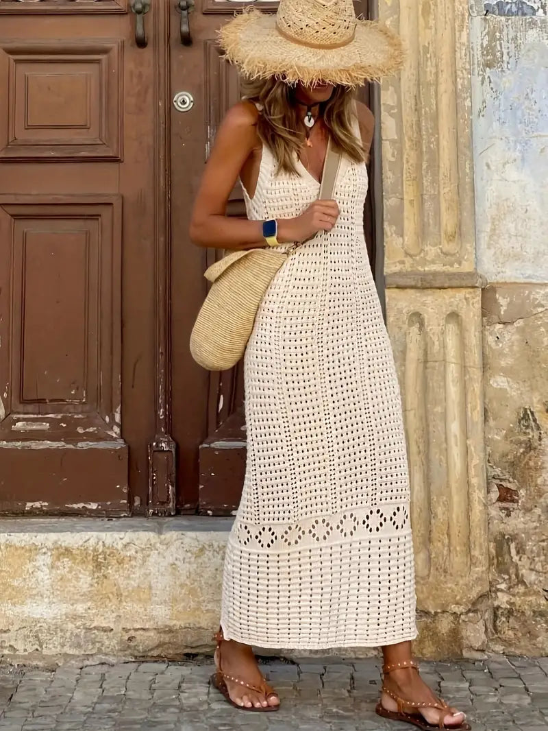 Vestido de estilo crochet maxi para vacaciones de mujeres